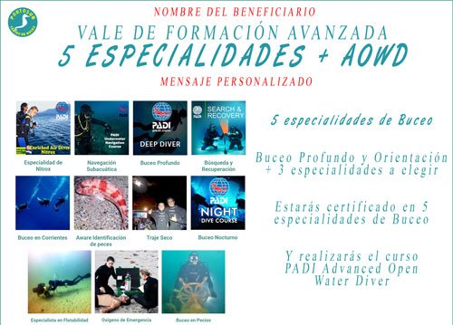 Vale regalo especialidades de buceo Vale regalo especialidades de buceo