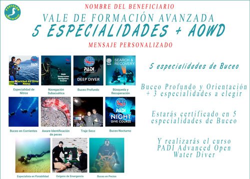 Vale regalo especialidades de buceo